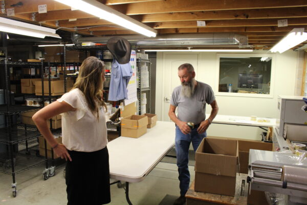 Alexandria and Mark take a break to chat during the open house