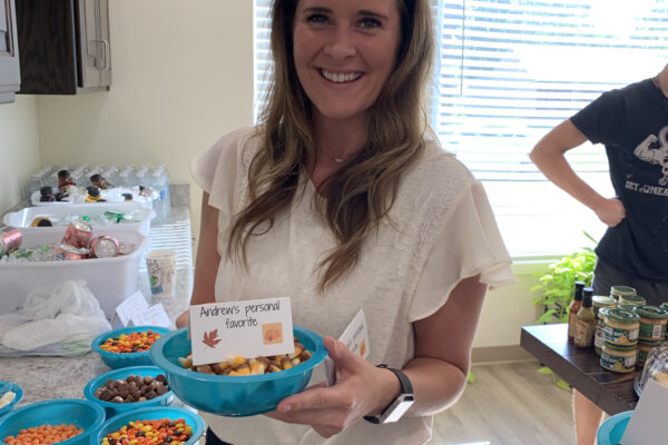 Alexandria shows one of the snacks available for guests