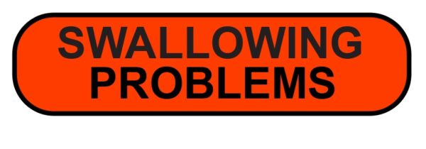 "SWALLOWING PROBLEMS" Imprinted Label - Fluorescent Red