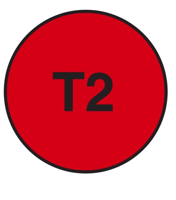 "T2" Imprinted Label - Red